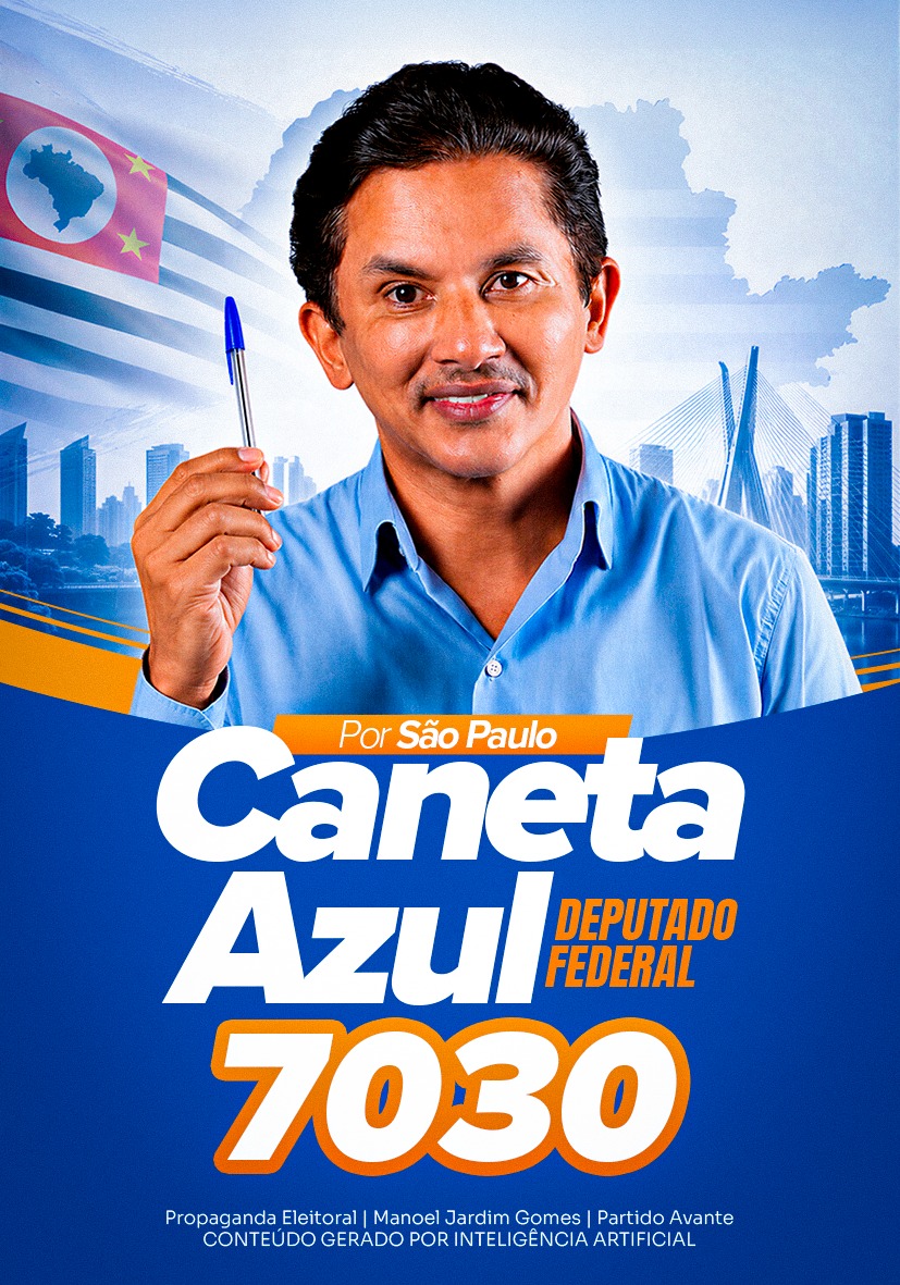 Santinho oficial de campanha de Manoel Gomes, Caneta Azul, número 7030